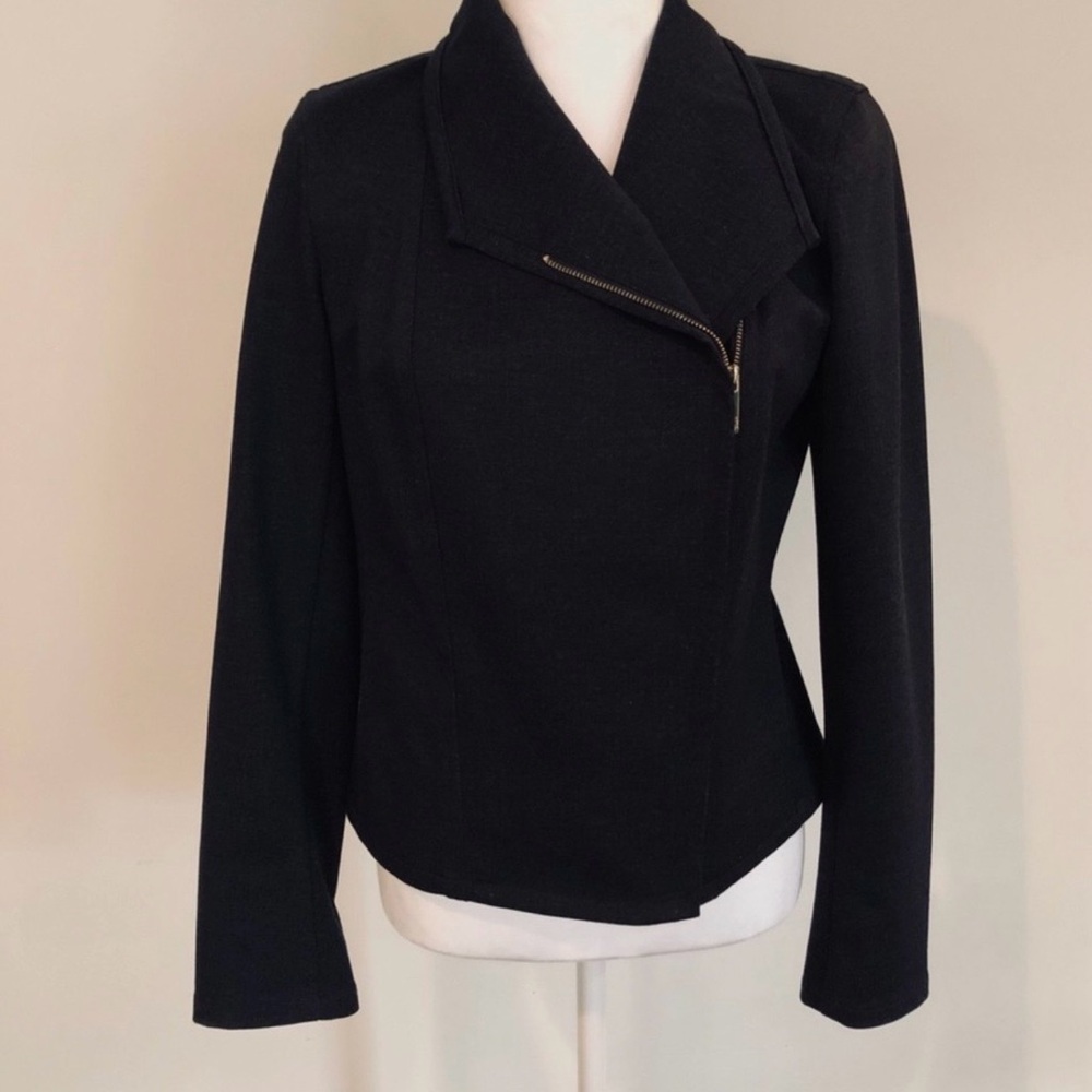 Tommy Hilfiger Womens size 6 dark indigo blue side zip collared blazer jacket